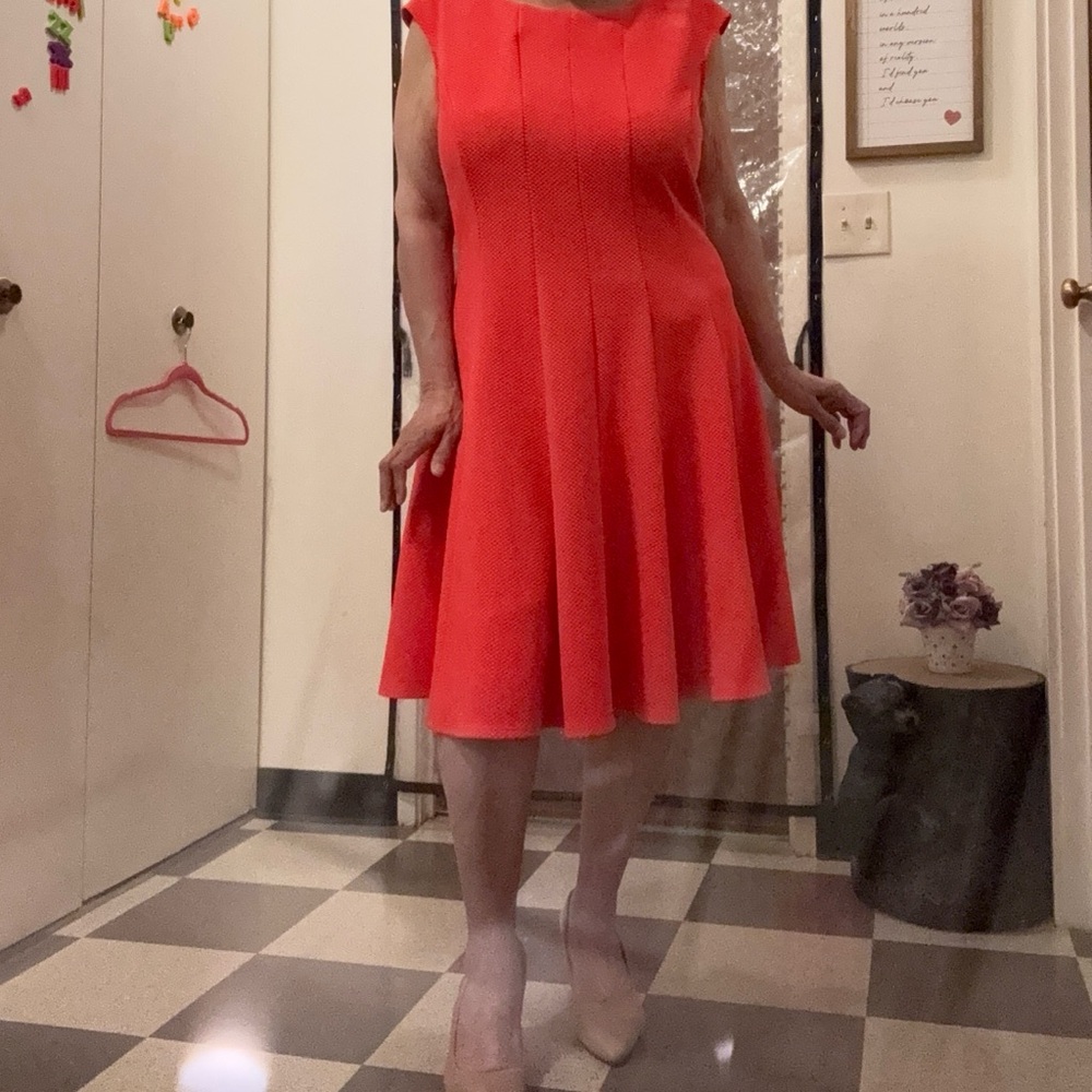 Julian Taylor Orange Cutout Back Sleeveless Dress